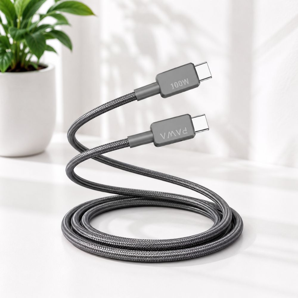 Pawa El‑caro Braided Cable Usb‑c To Usb‑c 100 W 1.2m - Gray