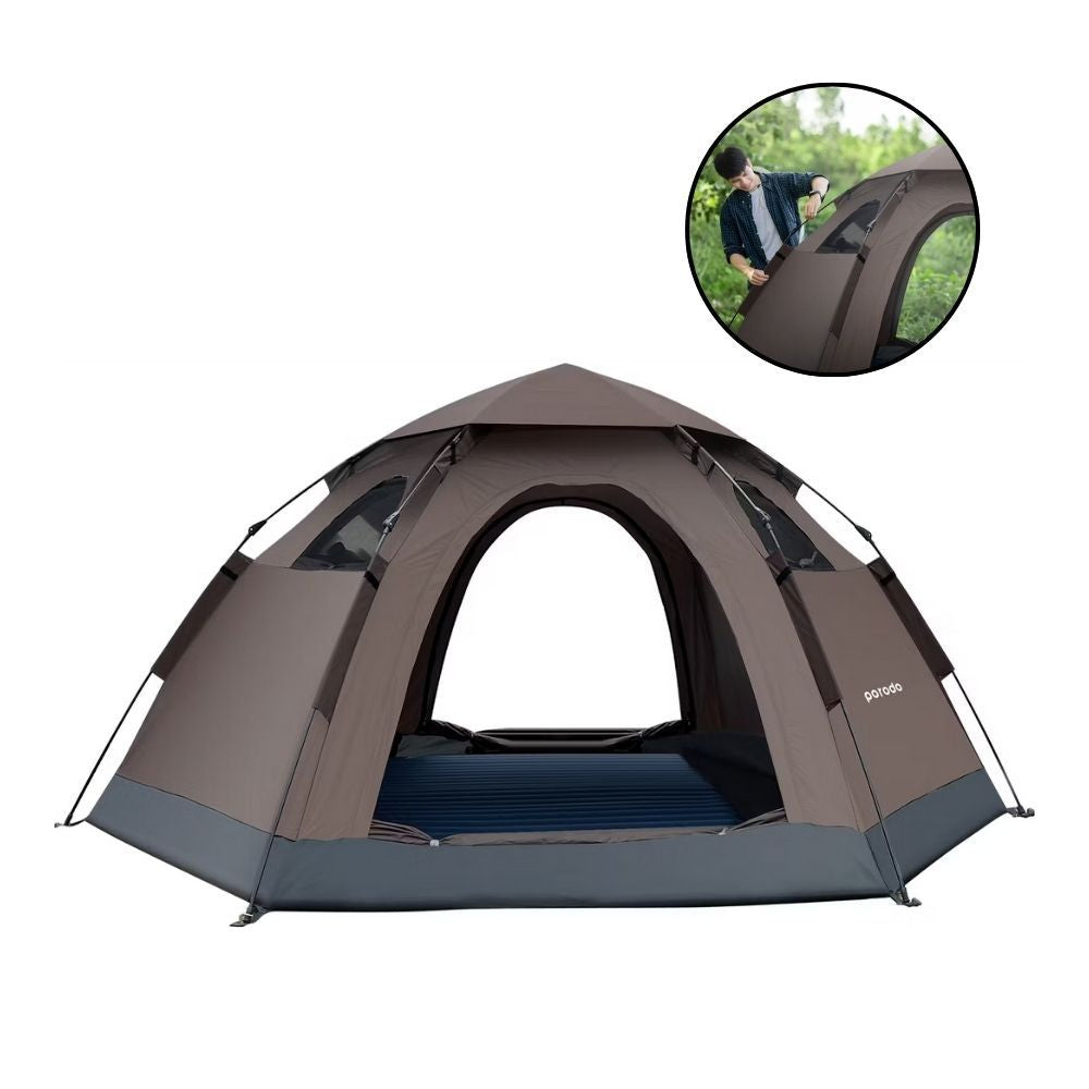 Porodo Lifestyle Automatic Camping Tent - Light Brown