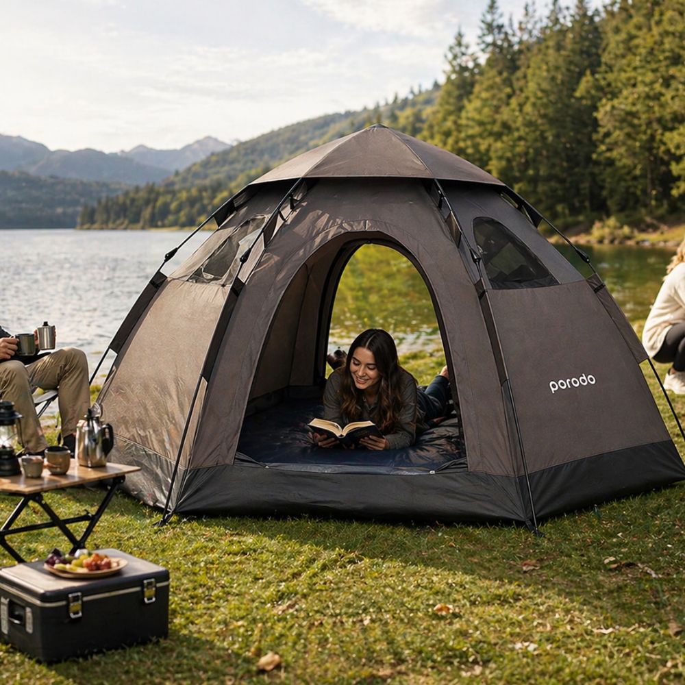 Porodo Lifestyle Automatic Camping Tent - Light Brown