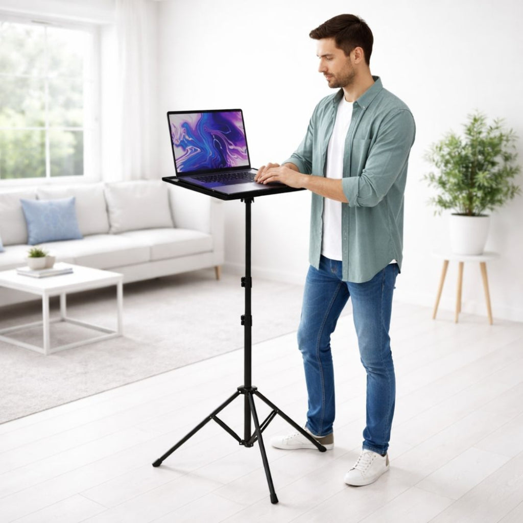 Porodo Multi-Function Tripod Stand for Projector & Laptop 190cm with Side Tray – Black