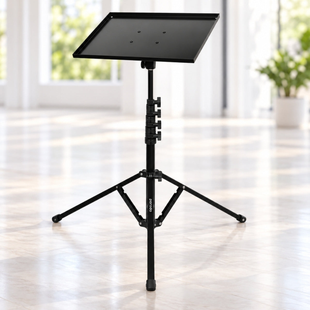 Porodo Multi-Function Tripod Stand for Projector & Laptop 190cm with Side Tray – Black