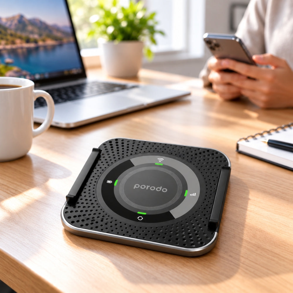 Porodo 4G LTE Home & Outdoor Portable CPE MiFi Router 4000mAh – Black & Grey