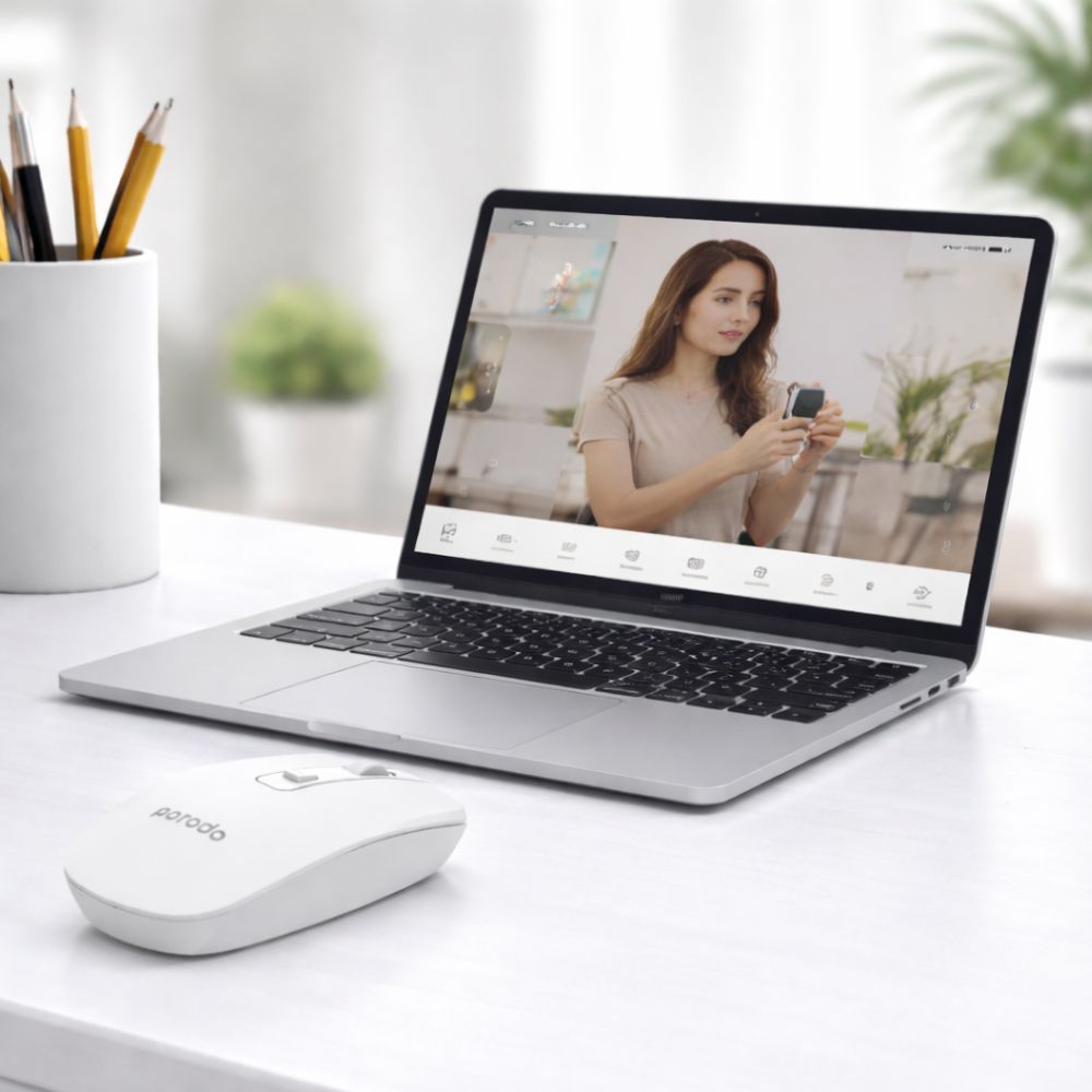 PD-WBRM16-WH Porodo Dual Mode Wireless Mouse 1600 Dpi-white