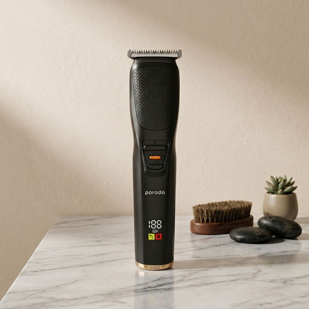 Porodo Lifestyle 6-IN-1 Rechargeable Grooming Kit with Nose Trimmer Four Detachable Heads - Black