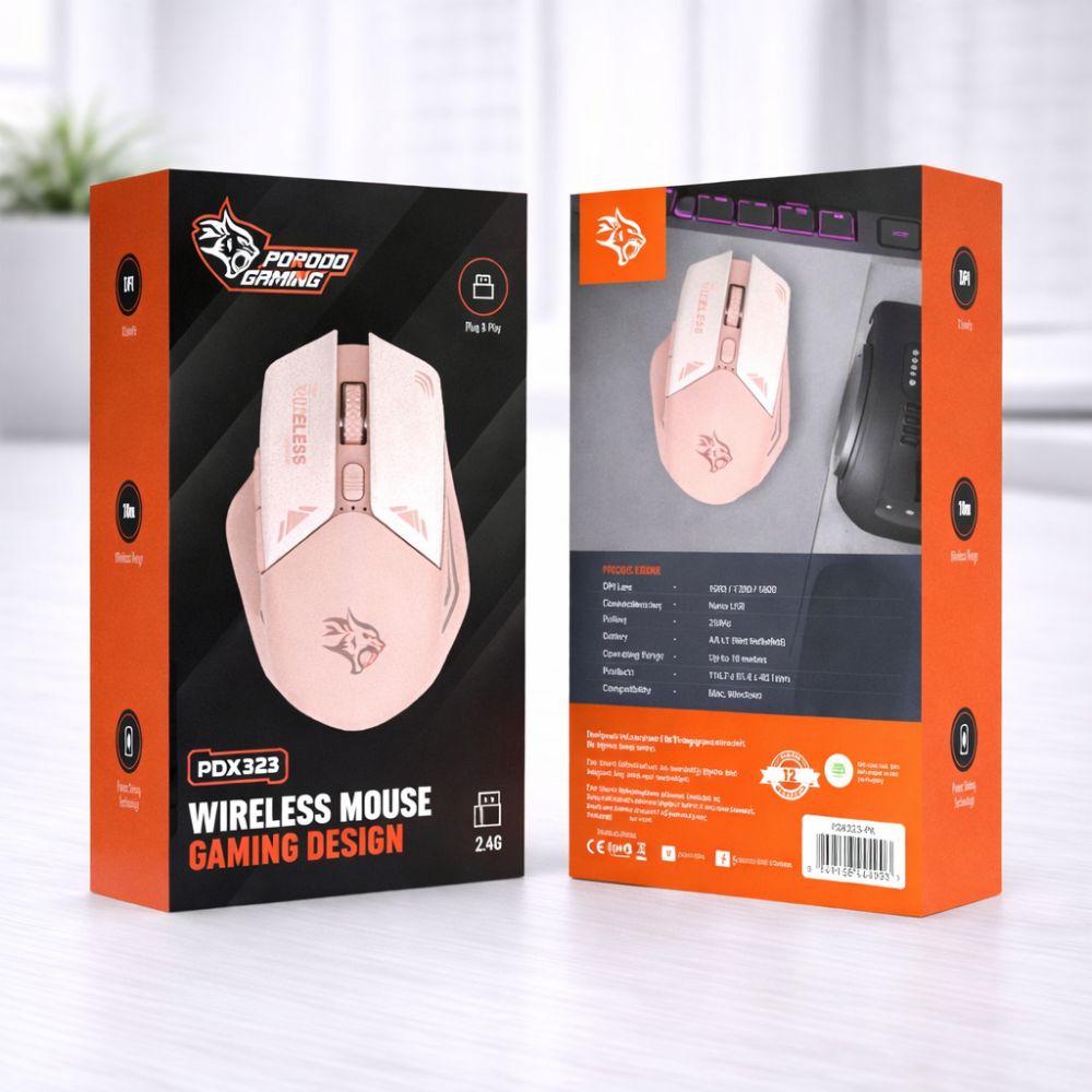 Porodo Gaming Wireless Mouse Dpi 1600 - Pink PDX323-PK
