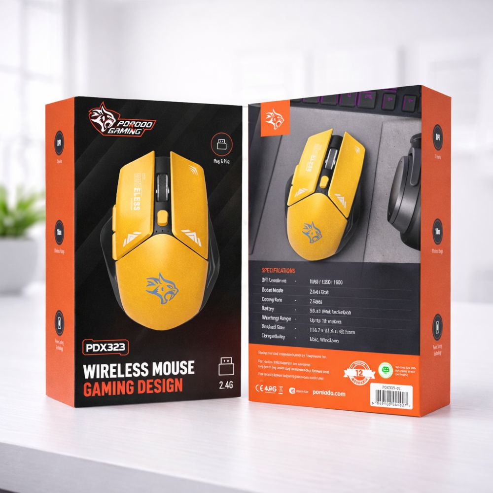 Porodo Gaming Wireless Mouse Dpi 1600 - Yellow PDX323-YL