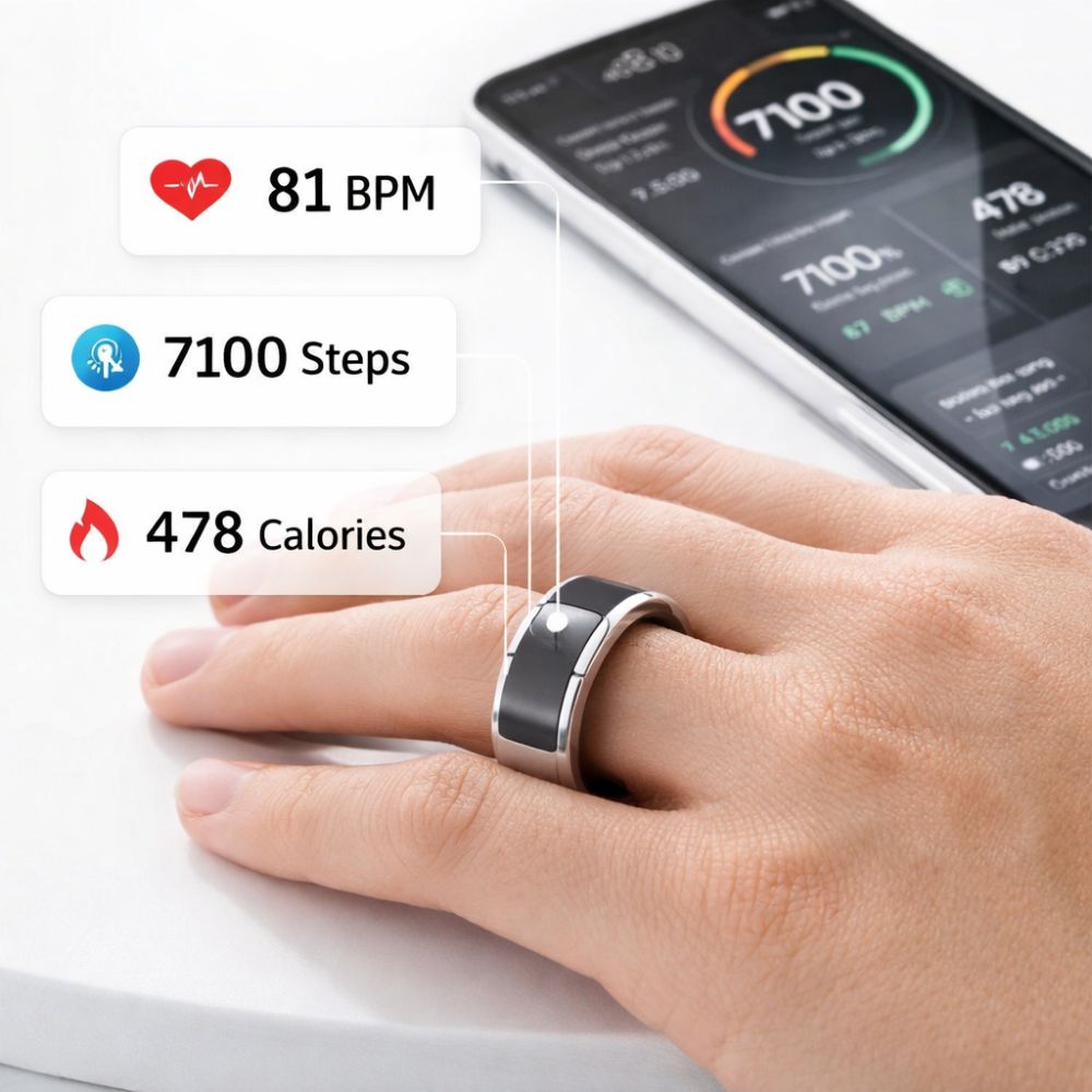 PD-SRT9-SL Porodo Smart Wearable Ring with Touch Function - 9(19.1MM) - Silver
