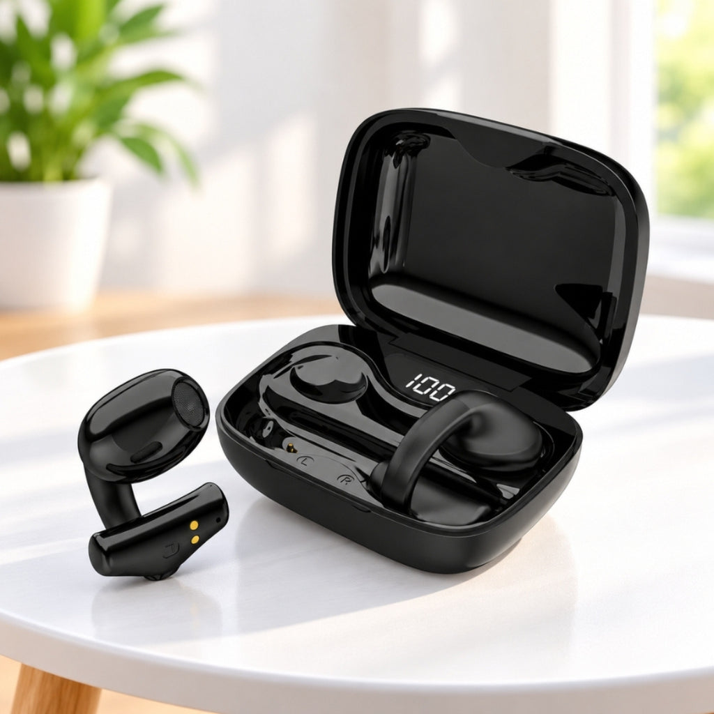 Porodo Soundtec Snap Clip-On Wireless Earbuds Bluetooth 5.3 – Black