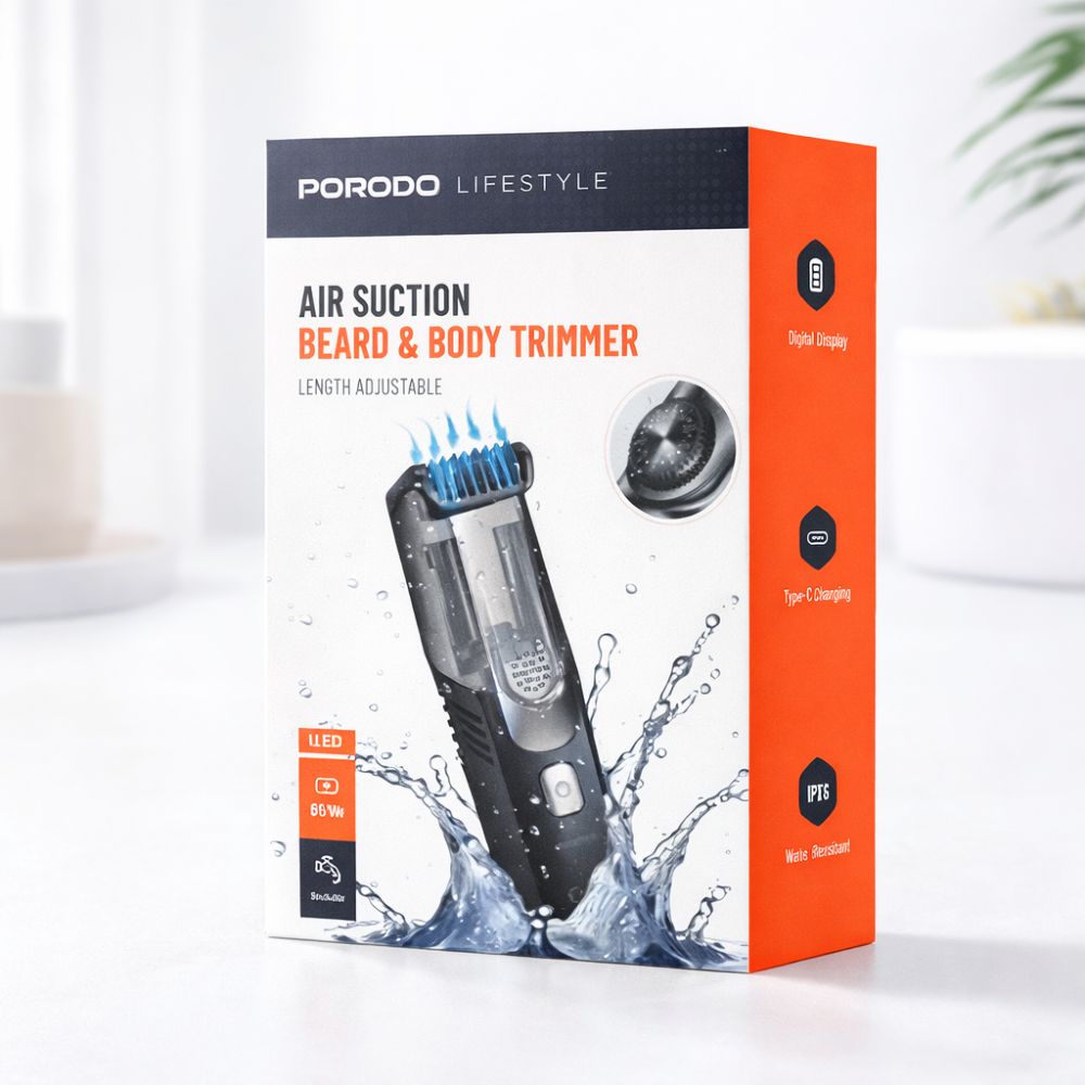Porodo Lifestyle Air Suction Beard & Body Trimmer