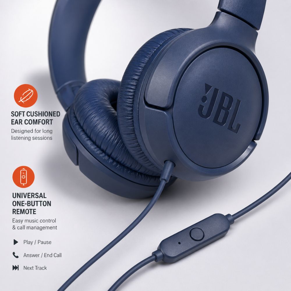 Jbl T500 Wired On-ear Headphones-blue