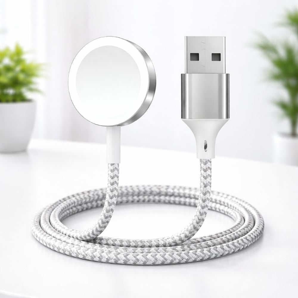 Smartwatch – Green Magnetic Braided Charging Cable 1.2M (usb-a Interface) for Iwatch - Apple Watch - SILVER_X000D_ _X000D_ -over Temperature PROTECTION_X000D_ -over-current PROTECTION_X000D_ -short-circuit PROTECTION_X000D_ -over-voltage Protection