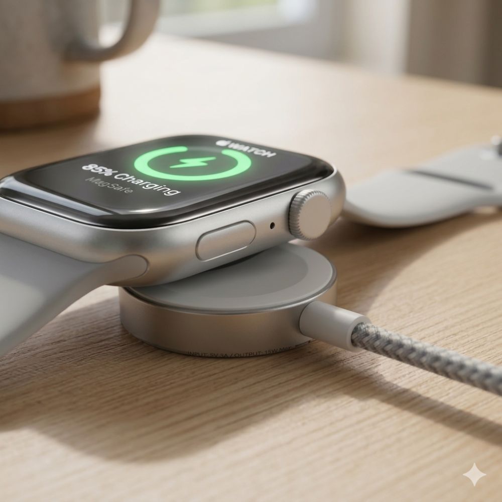 Smartwatch – Green Magnetic Braided Charging Cable 1.2M (usb-a Interface) for Iwatch - Apple Watch - SILVER_X000D_ _X000D_ -over Temperature PROTECTION_X000D_ -over-current PROTECTION_X000D_ -short-circuit PROTECTION_X000D_ -over-voltage Protection