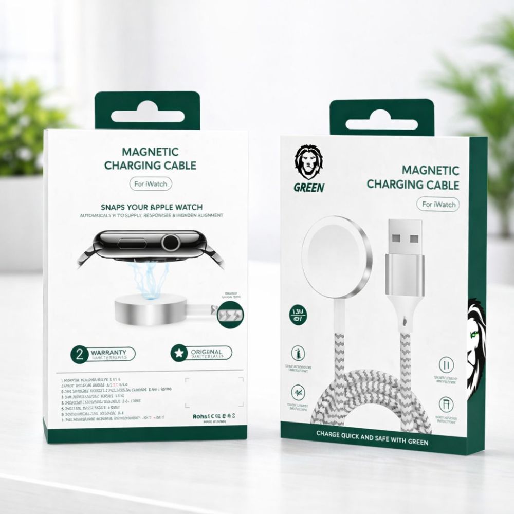 Smartwatch – Green Magnetic Braided Charging Cable 1.2M (usb-a Interface) for Iwatch - Apple Watch - SILVER_X000D_ _X000D_ -over Temperature PROTECTION_X000D_ -over-current PROTECTION_X000D_ -short-circuit PROTECTION_X000D_ -over-voltage Protection
