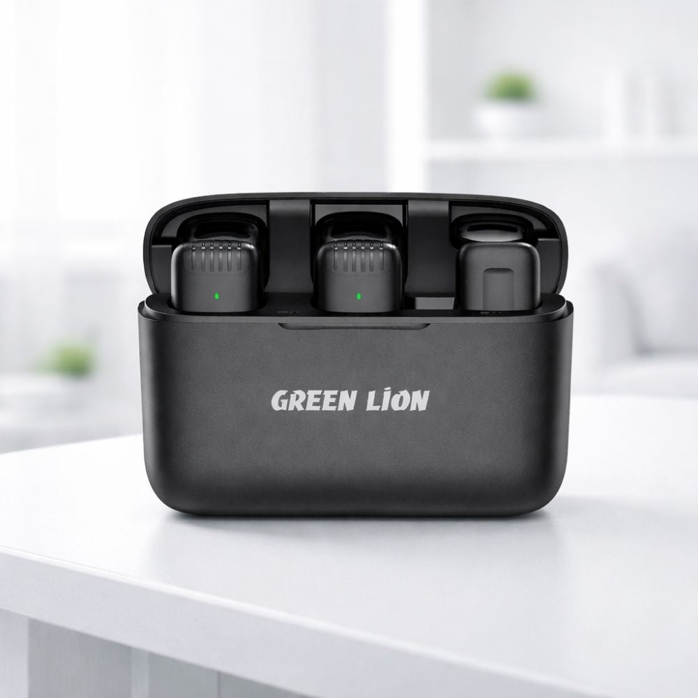 Green Lion 2-IN-1 Wireless Microphone with Type-c Connector - Black GN2WMICTYCBK