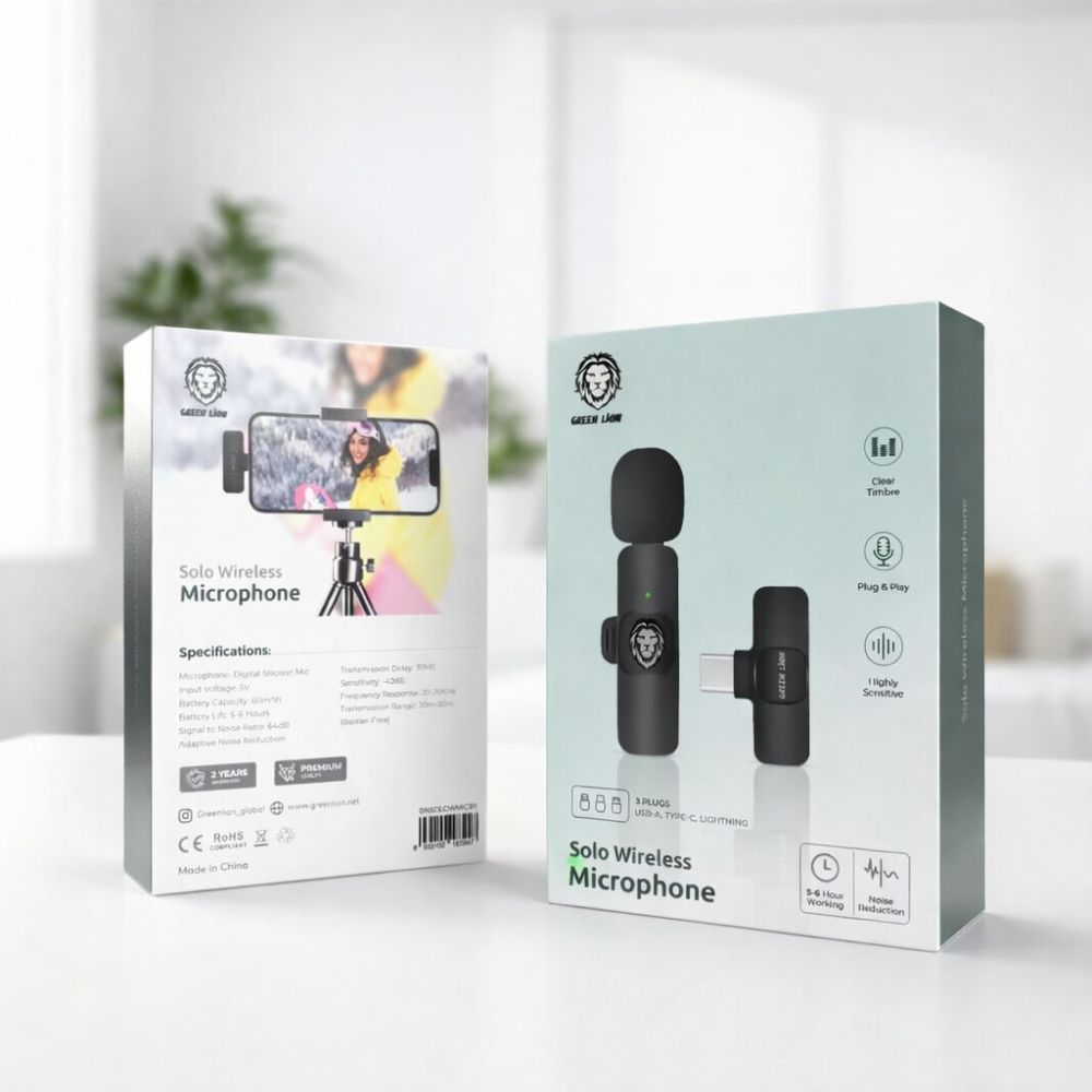 Green Lion Solo Wireless Microphone 3 Plugs 60MAH -black
