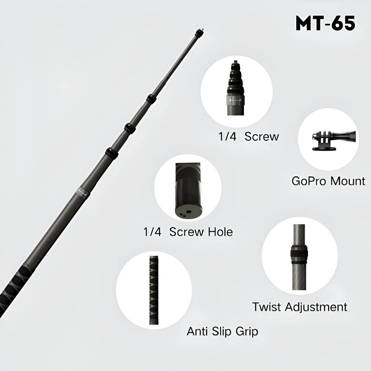 Jmary MT‑65 3M Carbon Fiber Selfie Stick Monopod