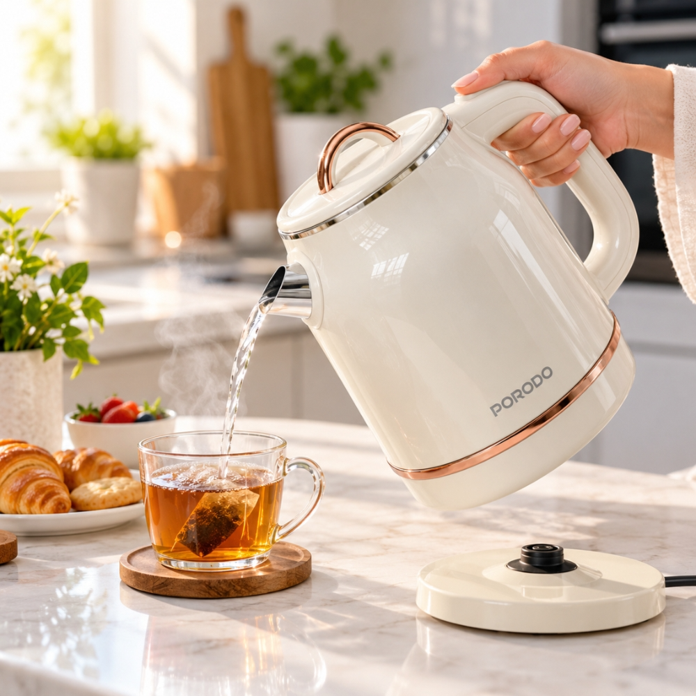 Porodo Lifestyle Ketto 1.2L 1500W Electric Kettle with Automatic Shut-Off – Beige