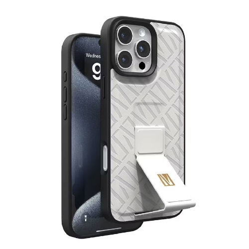 Levelo Morphix Cuero Gripstand Case For Iphone 16 Pro Max-white