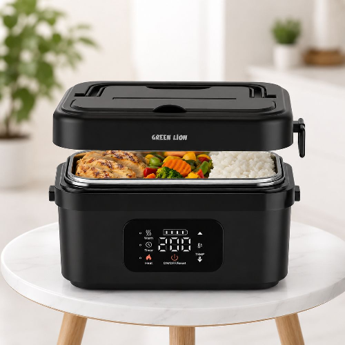 Green Lion Portable Electric Heating Lunch Box - Black