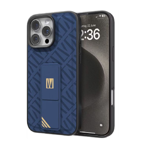 Levelo Morphix Cuero Gripstand Case For iPhone 16 Pro-Blue