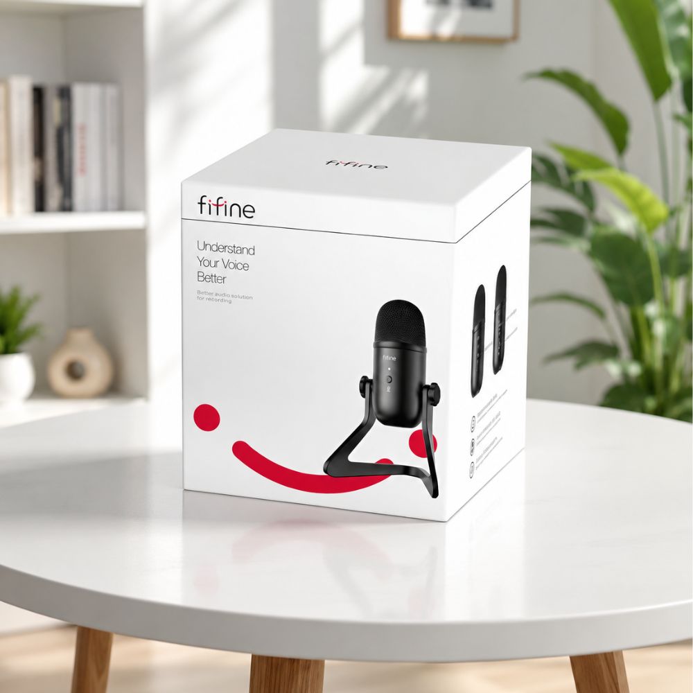 Fifine K678 Studio USB Microphone with Low Latency Monitoring – Black