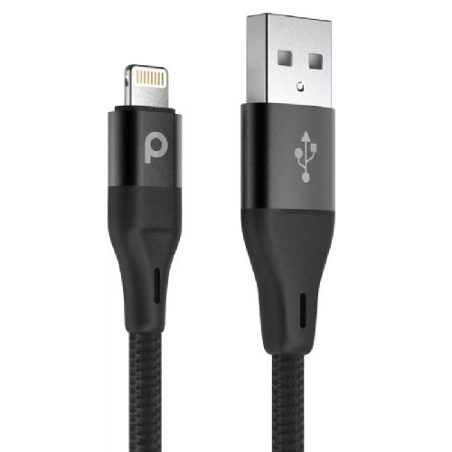 Porodo Aluminum Braided Lightning Cable 2.2M 2.4A - Black
