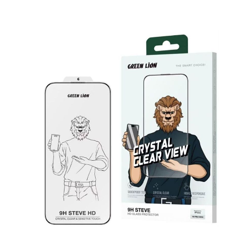 Green Lion 9H Steve HD Glass Protector For iPhone 16 Pro Max - Clear