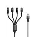 Porodo 4-IN-1 Aluminum Braided Fast Charge Cable (1.2M/4FT) -type: 2X Lightning , Type-c , Micro USB -2.4A Supports 9V PD Charging Cable -15000+ Bends