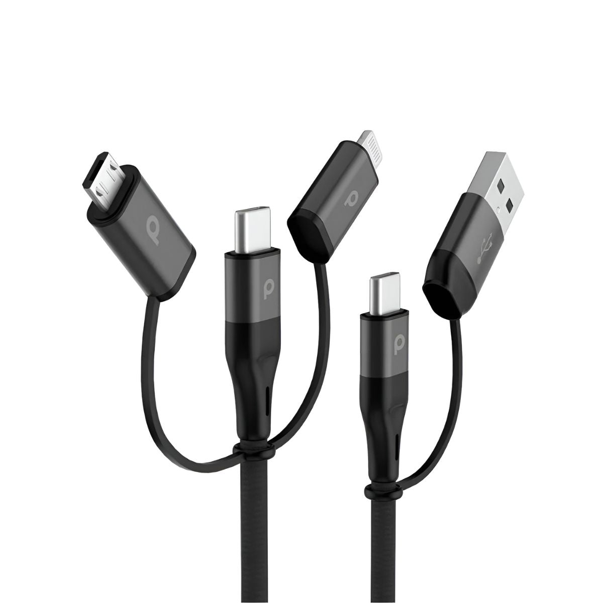 Porodo All in One Aluminum Braided Fast Charge Cable (1.2M/4FT)