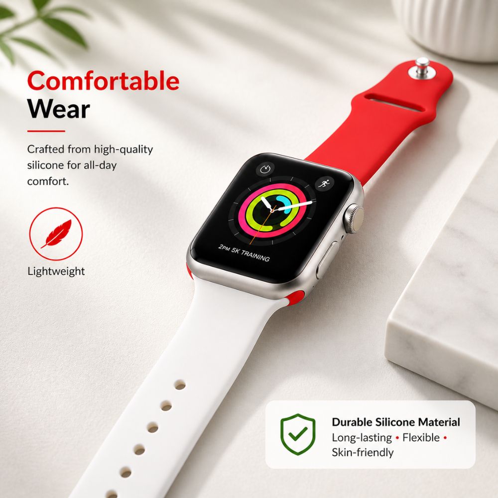Smartwatch – Porodo Lifestyle SILICONE_X000D_ England Flag Watch Strap - Red/white