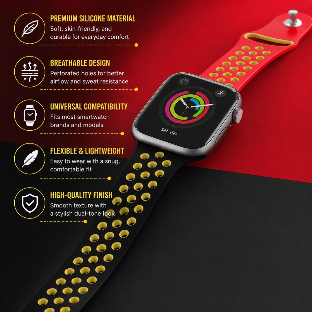 Smartwatch – Pd-gerstp-rby Porodo Lifestyle Silicone Flag Colour Watch Strap - Black/red/yellow