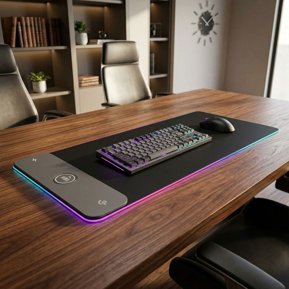 Porodo Gaming RGB Gaming Mouse Pad with 15W Fast Wireless Charger PGMP15W