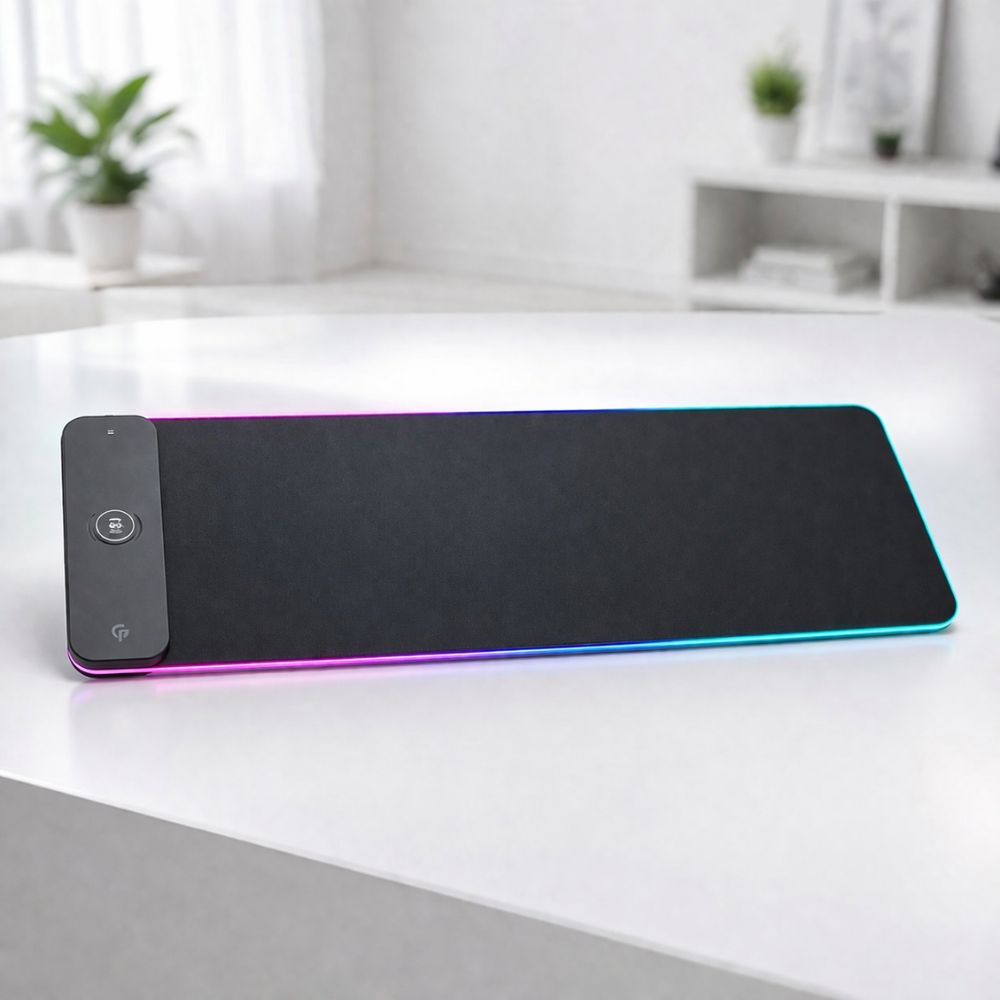 Porodo Gaming RGB Gaming Mouse Pad with 15W Fast Wireless Charger PGMP15W