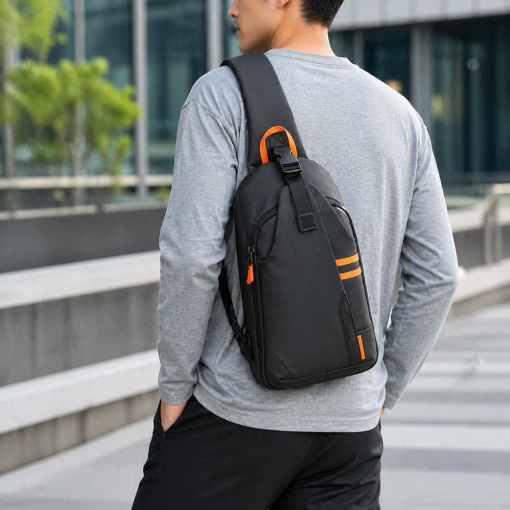 Porodo Gaming Water Resistant Pu Sling Bag with USB -c Port PDX532