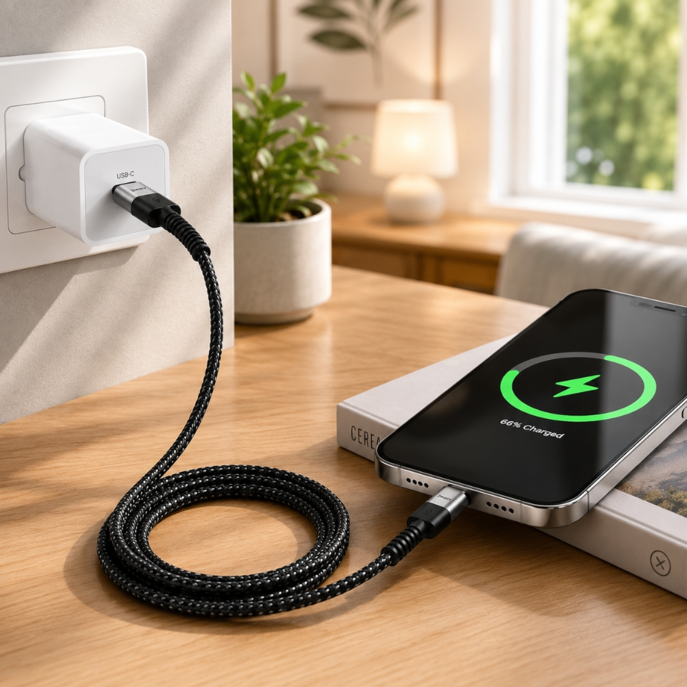 Type C To Type C Fast Charging Cable 2M – Jmary Braided USB-C Data Cable With Spring Protection, JM-06