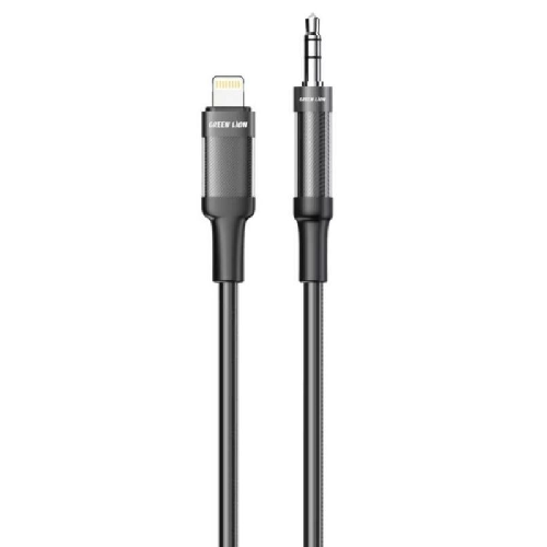 Green Lion Lightning to AUX Braided Cable 1M - Black