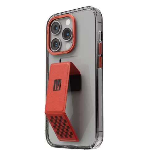 Levelo Morphix Clara Gripstand Imd Clear Back Case For Iphone 14 Pro Max - Red