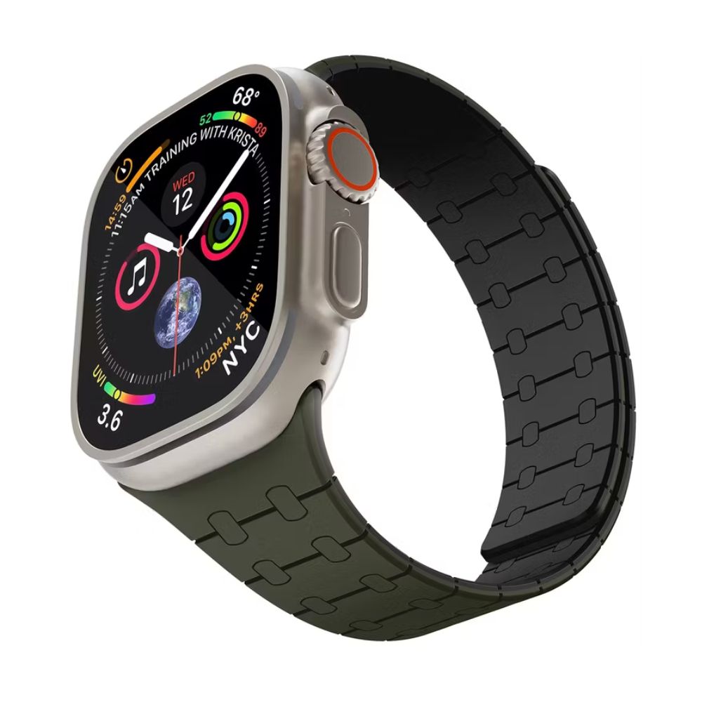 Smartwatch – Levelo Royallink Silicone Watch Strap for Apple Watch 49MM - Green/black