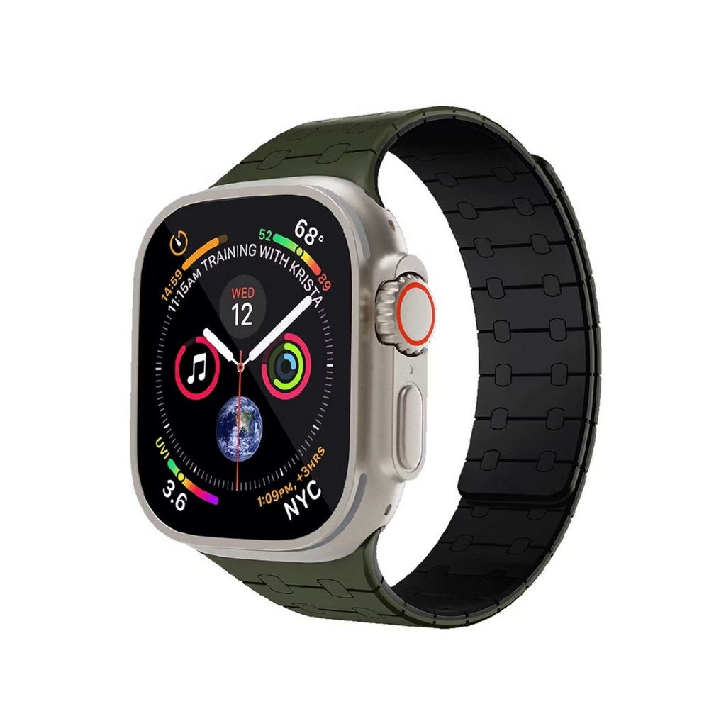 Smartwatch – Levelo Royallink Silicone Watch Strap for Apple Watch 49MM - Green/black