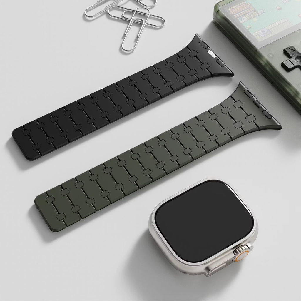 Smartwatch – Levelo Royallink Silicone Watch Strap for Apple Watch 49MM - Green/black