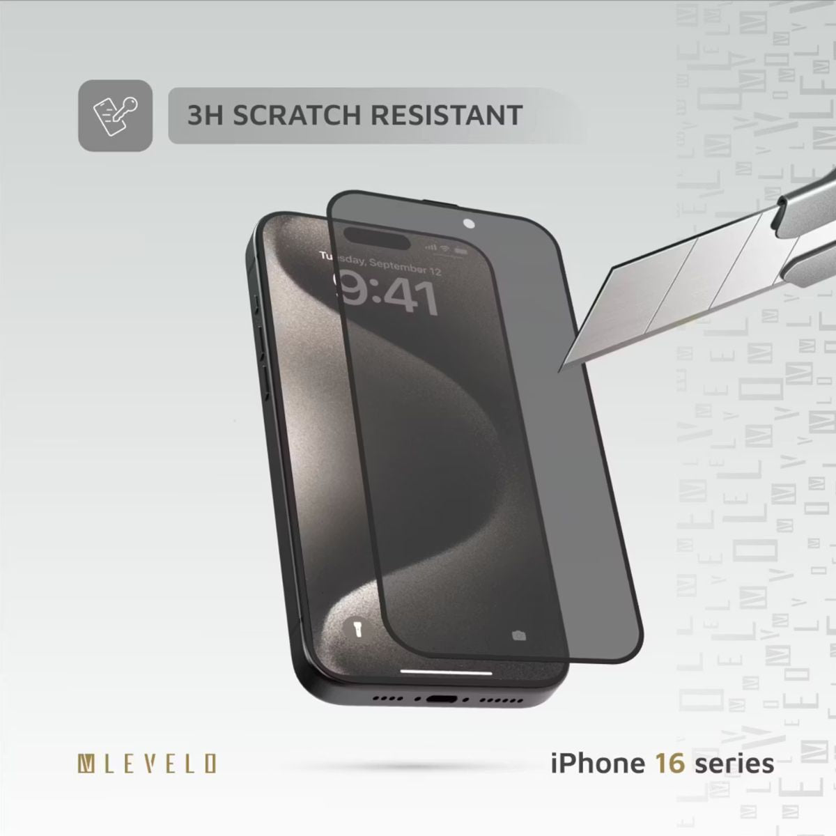 Levelo 3D Resin Glue High Silicone Aluminum Glass Privacy Screen Protector for IP Iphone 16 Plus - Black