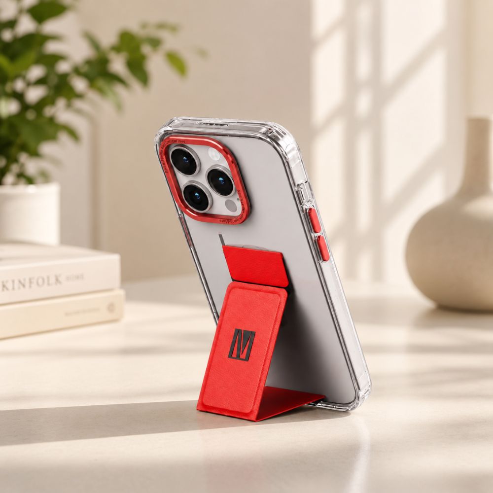 Levelo Morphix Clara Gripstand Imd Clear Back Case For Iphone 14 Pro Max - Red