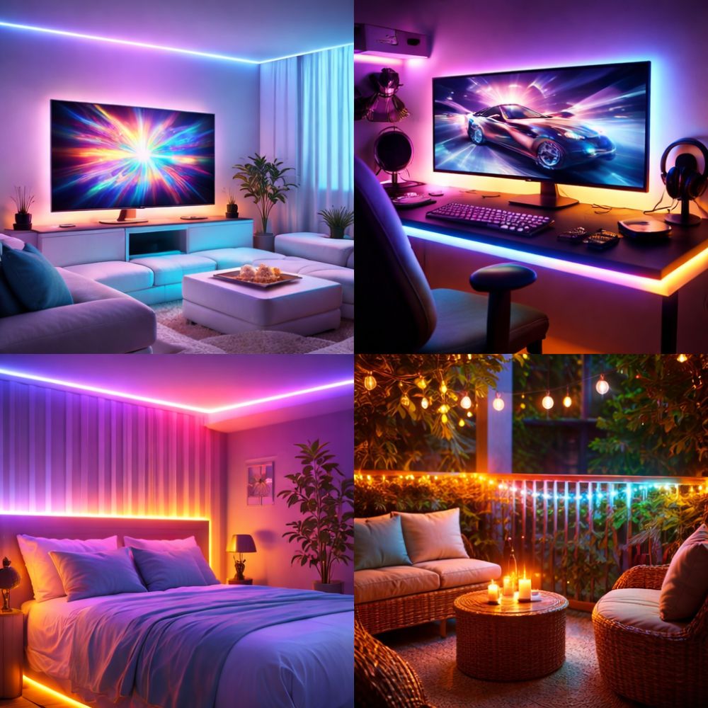 Pb-rgbsl Porodo Blue RGB Light Strip Sound Reactive Lighting