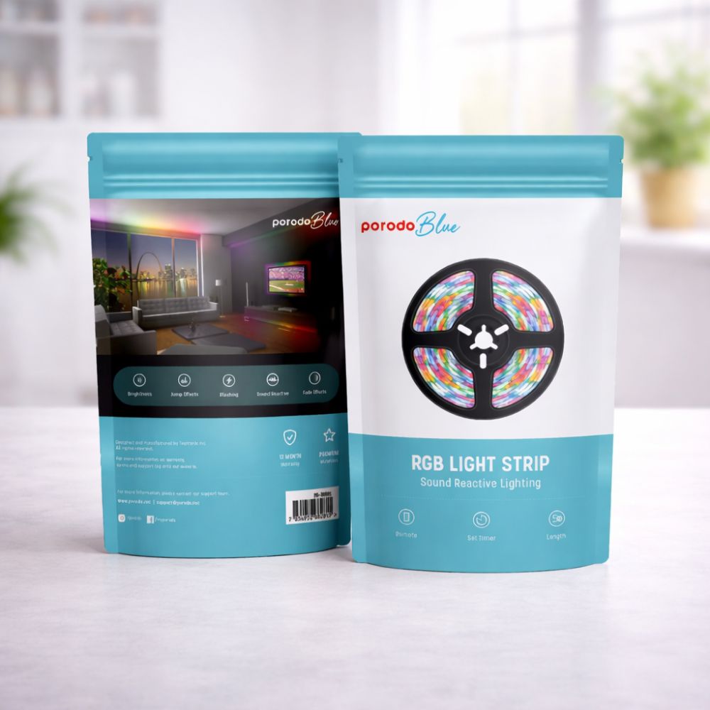 Pb-rgbsl Porodo Blue RGB Light Strip Sound Reactive Lighting