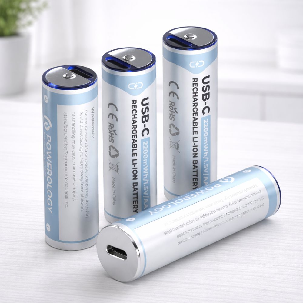Powerology 1.5V Type- C Rechargable Lithium Aa Battery