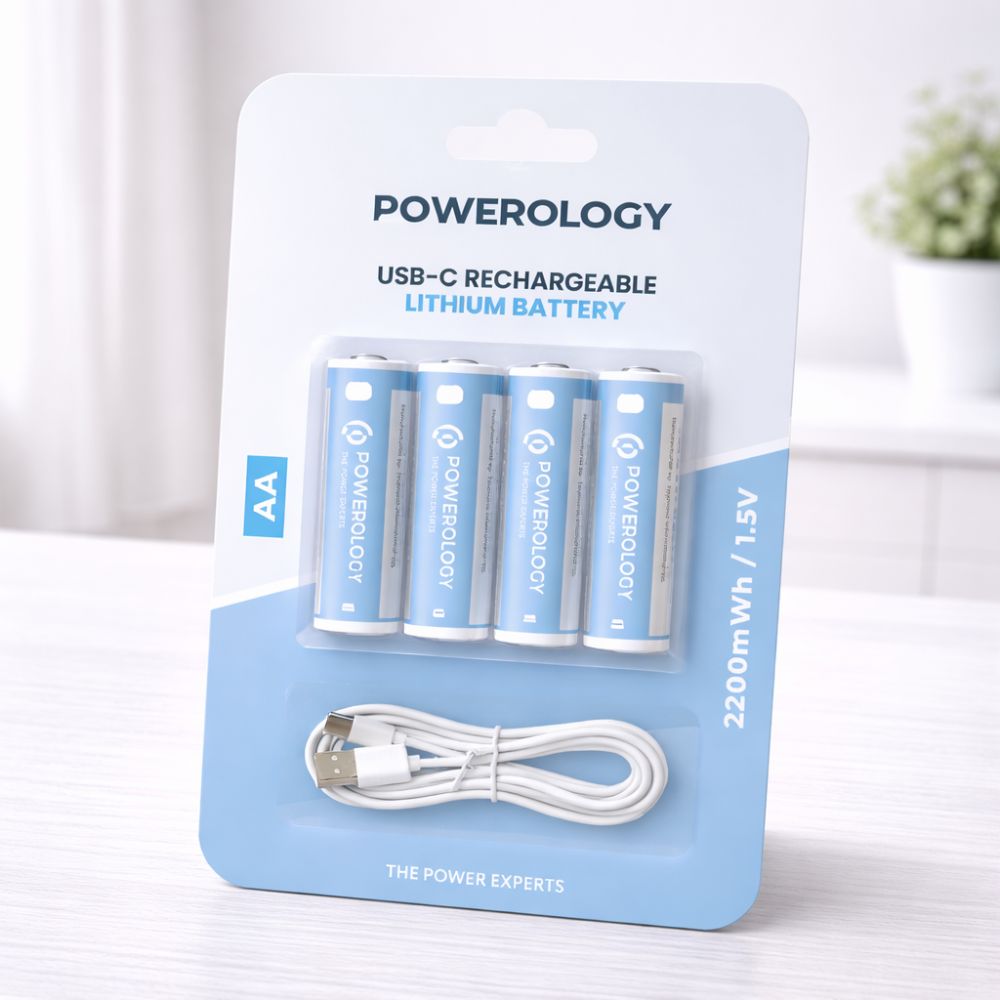 Powerology 1.5V Type- C Rechargable Lithium Aa Battery