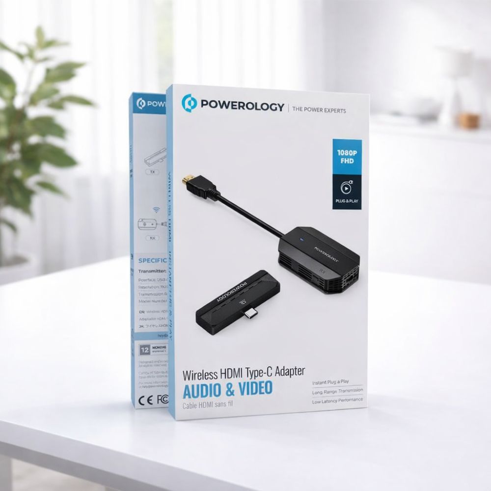 Powerology Wireless HDMI Mirroring Adapter with Type-c Version -black