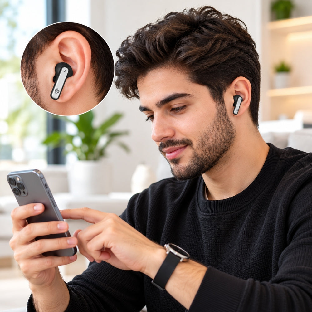 Powerology PW10 6-Mic Hybrid ANC + ENC True Wireless Earbuds – Black