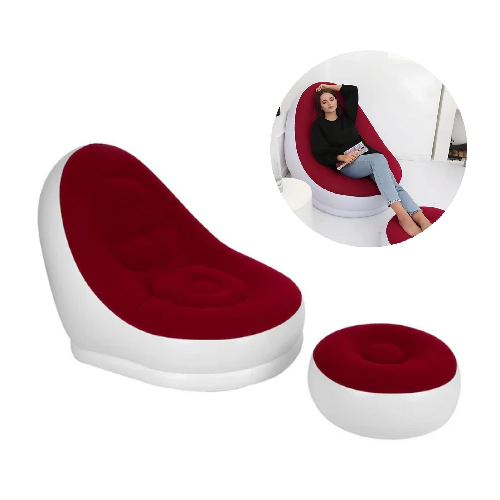 Portable Inflatable Lounger and Footstool with Air Pump