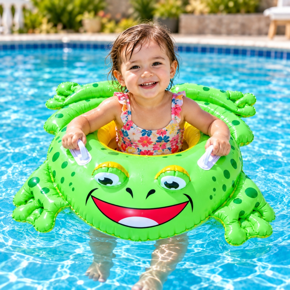 Inflatable Frog-Shaped Baby Swimming Float